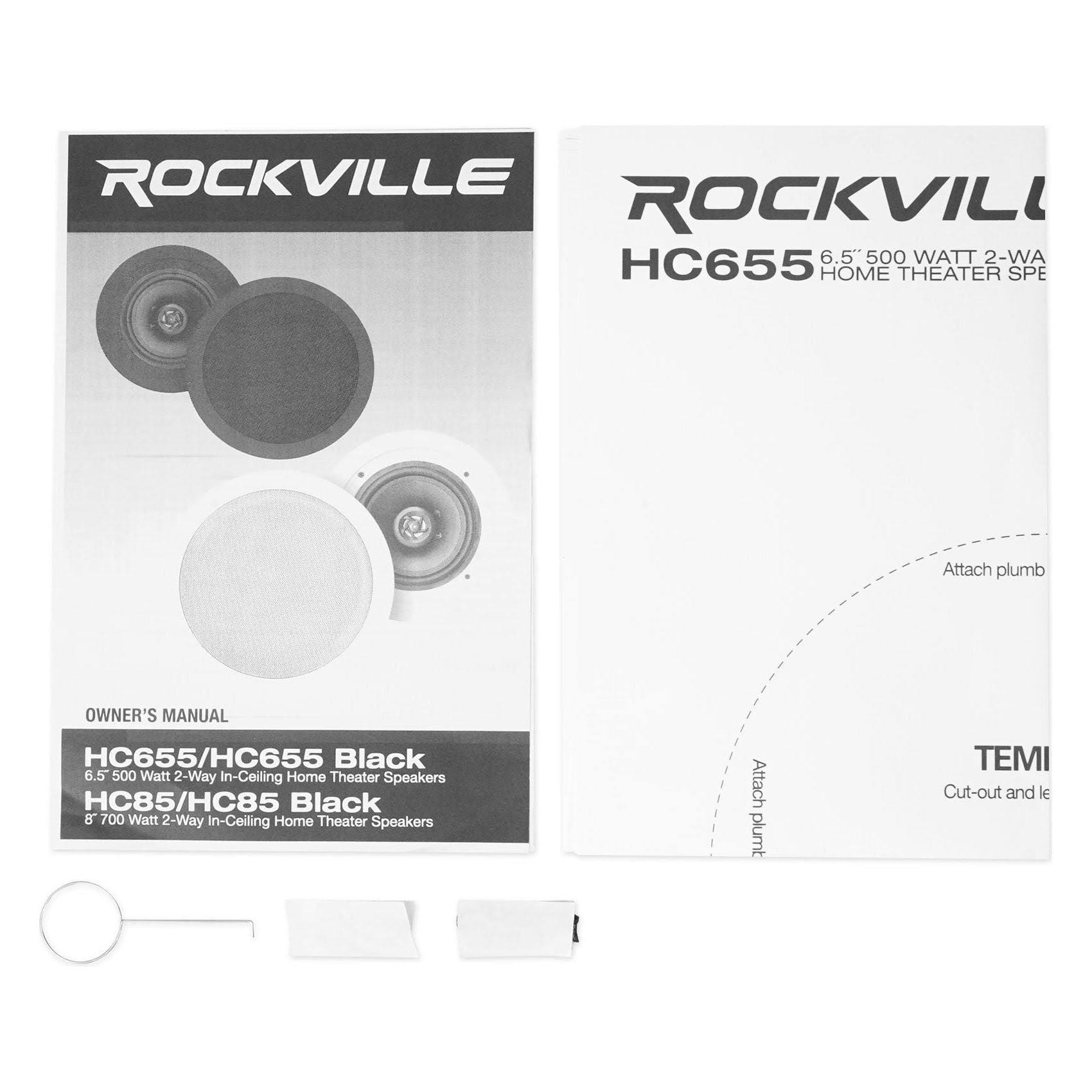 4) Rockville HC655 6.5 500 Watt Black In-Ceiling Home Theater Speakers 8  Ohm - $23.36 :