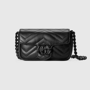 GUCCI GG Marmont Belt Bag Size Gucci 80 Black Leather 82.64